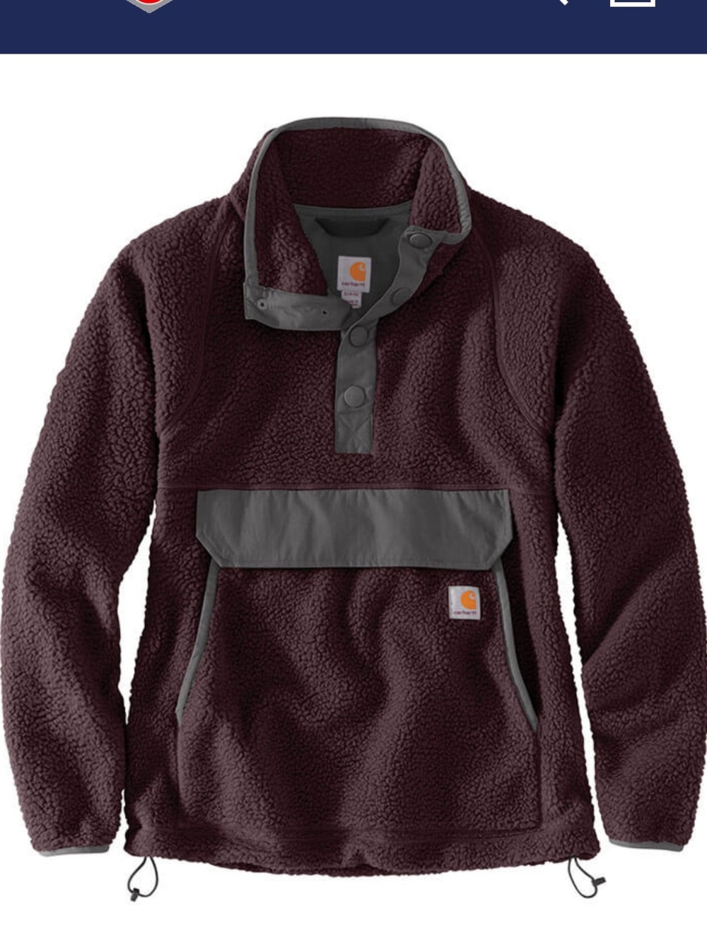 Carhartt Plum Sherpa Pullover with Gray Lining